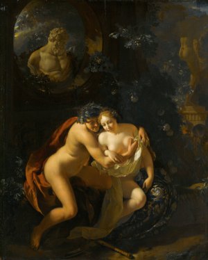 A Couple Making Love in a Park Spied on by Children by Adriaen Van Der Werff Oil Painting