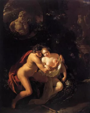 Amorous Couple Spied upon by Children Oil painting by Adriaen Van Der Werff