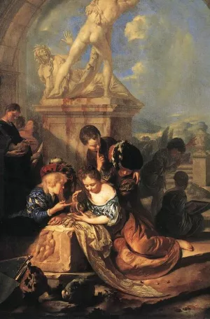 Children Playing Before a Hercules Group Oil painting by Adriaen Van Der Werff
