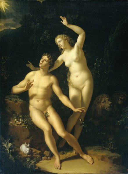 Main Product Photo of God Holds Adam and Eve Responsible  Painting by Adriaen Van Der Werff