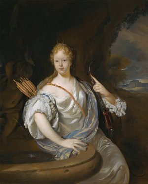 Portrait Of A Lady Dressed As Diana by Adriaen Van Der Werff Oil Painting