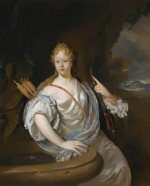 Portrait Of A Lady Dressed As Diana by Adriaen Van Der Werff Oil Painting