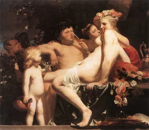 Bacchus with Two Nymphs and Cupid by Adriaen Van Everdingen - Oil Painting Reproduction