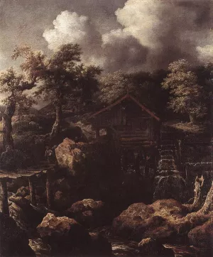 Forest Scene with Water-Mill Oil painting by Adriaen Van Everdingen