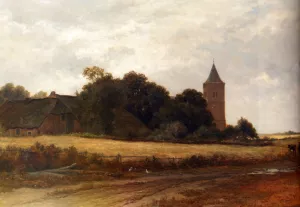 Landschap in't Gooi bij het dorp Blaricum painting by Adriaen Van Everdingen