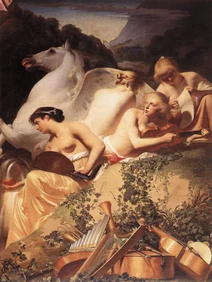 The Four Muses with Pegasus by Adriaen Van Everdingen - Oil Painting Reproduction