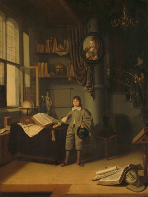Young Man in a Study by Adriaen Van Gaesbeeck Oil Painting