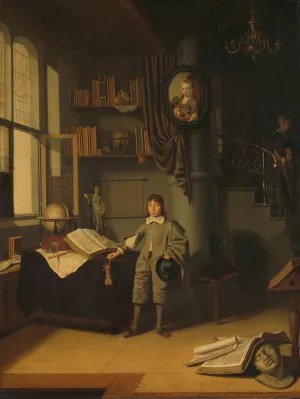 Young Man in a Study by Adriaen Van Gaesbeeck Oil Painting