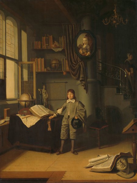 Young Man in a Study  by Adriaen Van Gaesbeeck - Hand-Painted Oil Painting Reproduction