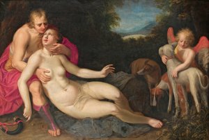 Mars and Venus by Adriaen Van Nieulandt Oil Painting