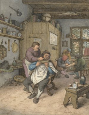 A Barbershop by Adriaen Van Ostade Oil Painting