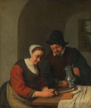 A Confidential Chat by Adriaen Van Ostade Oil Painting
