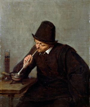 A Man Smoking by Adriaen Van Ostade Oil Painting