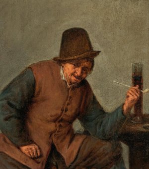 A peasant smoking by Adriaen Van Ostade Oil Painting