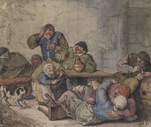 Ausgelassene Bauern im Wirtshaus by Adriaen Van Ostade Oil Painting