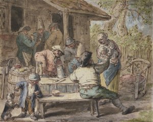 Bauern mit Kindern vor einem Haus by Adriaen Van Ostade Oil Painting
