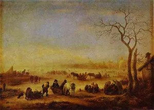 Frozen Lake by Adriaen Van Ostade - Oil Painting Reproduction