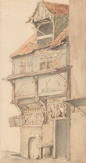 Gevel van een hoekhuis met open dakkapel by Adriaen Van Ostade Oil Painting
