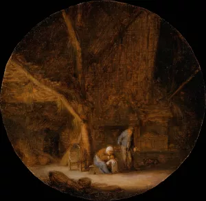Interior with a Peasant Family Oil painting by Adriaen Van Ostade