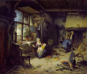 Interior with Peasants by Adriaen Van Ostade Oil Painting