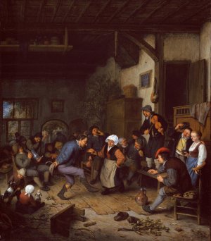 Merrymakers in an Inn by Adriaen Van Ostade Oil Painting