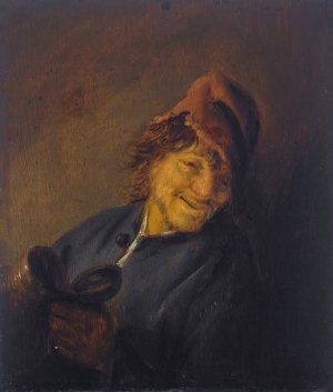 Peasant with a red cap holding a jug by Adriaen Van Ostade Oil Painting