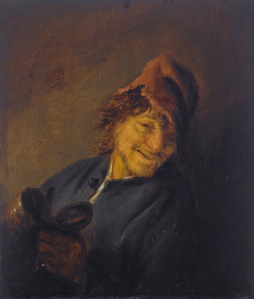 Peasant with a red cap holding a jug  by Adriaen Van Ostade - Hand-Painted Oil Painting Reproduction