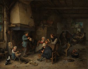 Peasants in an Interior by Adriaen Van Ostade Oil Painting