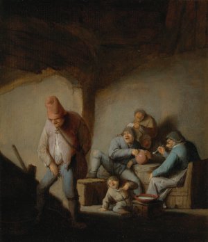 Peasants In The Interior Of An Inn by Adriaen Van Ostade Oil Painting