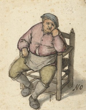 Seated Man with a Pipe by Adriaen Van Ostade Oil Painting