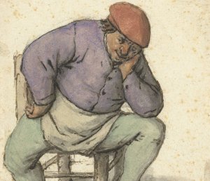 Seated Man, with his Left Foot on a Stove by Adriaen Van Ostade Oil Painting
