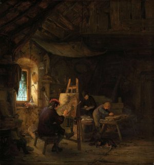 The Painter's Studio by Adriaen Van Ostade Oil Painting