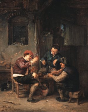 Three Peasants at an Inn by Adriaen Van Ostade Oil Painting