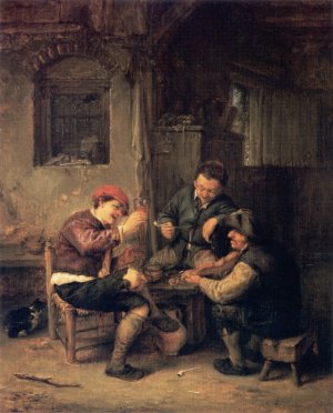 Three Peasants at an Inn Oil painting by Adriaen Van Ostade