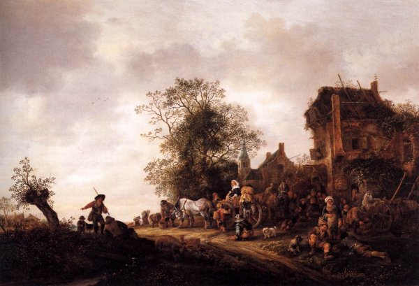 Travellers at a Country Inn by Adriaen Van Ostade - Hand-Painted Oil Painting Reproduction