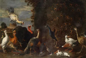 Huhnerhof mit Pfau Truthahn und Enten by Adriaen Van Utrecht Oil Painting