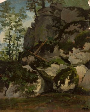 Landscape with rocks from the vicinity of Mzurow by Adrian Glebocki Oil Painting
