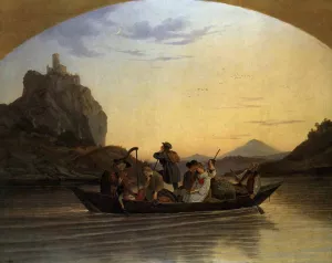 Crossing the Elbe at Aussig painting by Adrian Ludwig Richter