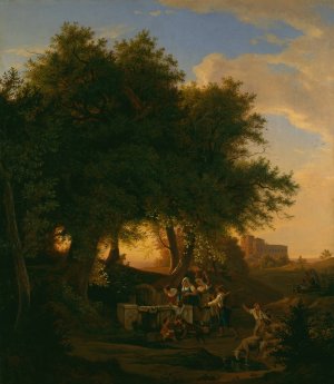 The Fountain at Grottaferrata by Adrian Ludwig Richter Oil Painting