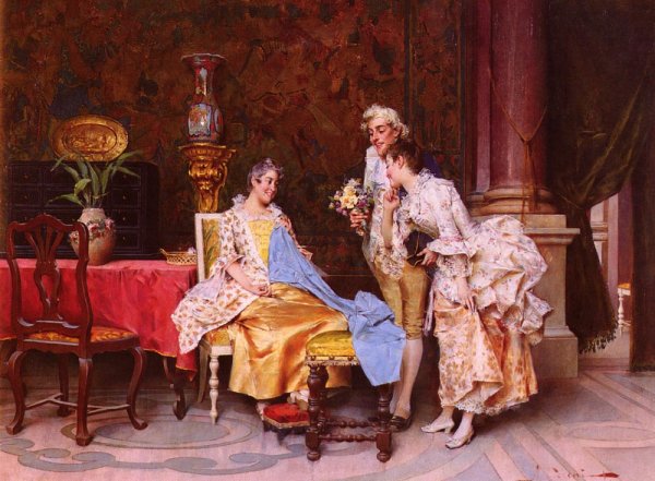 Main Product Photo of At The Dressmaker's Painting by Adriano Cecchi