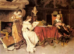 The Art Lesson by Adriano Cecchi - Oil Painting Reproduction
