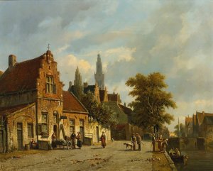 A Town In Holland by Adrianus Eversen Oil Painting