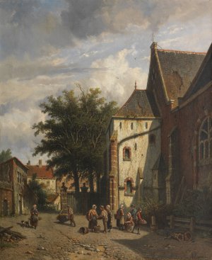 Achter de Westerkerk in Enkhuizen by Adrianus Eversen Oil Painting