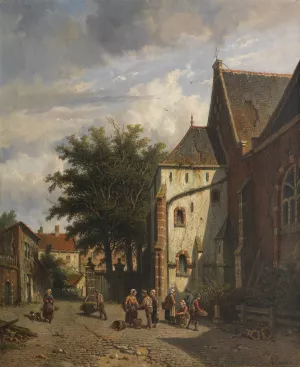 Achter de Westerkerk in Enkhuizen by Adrianus Eversen Oil Painting