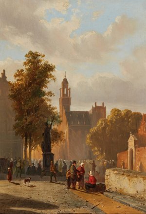After church by Adrianus Eversen Oil Painting