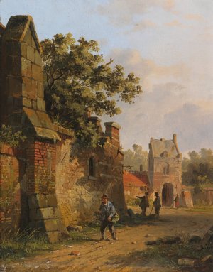 Figuren an einer Stadtmauer by Adrianus Eversen Oil Painting