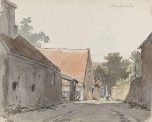 Gezicht op een straatje te Harderwijk by Adrianus Eversen Oil Painting