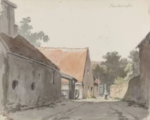 Gezicht op een straatje te Harderwijk Oil painting by Adrianus Eversen