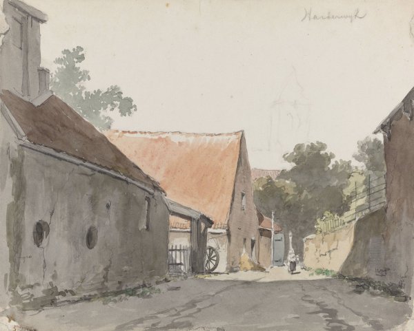 Gezicht op een straatje te Harderwijk  by Adrianus Eversen - Hand-Painted Oil Painting Reproduction