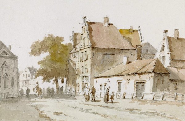 Gezicht te 's-Gravenhage  by Adrianus Eversen - Hand-Painted Oil Painting Reproduction